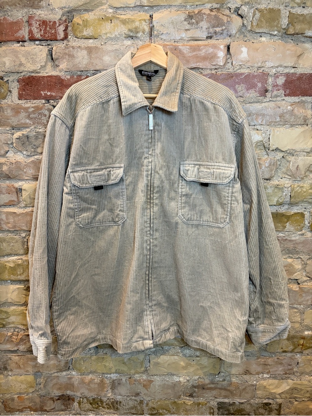 90s 00s Beige Corduroy Zip Shirt Jacket